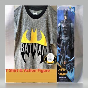 New Batman T Shirt & Action Figure Boy's sz 7 NWT Super Hero DC Gift